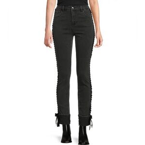 CHARLIE B Slim Leg Cuffed Jeans, Size 12, Color Charcoal